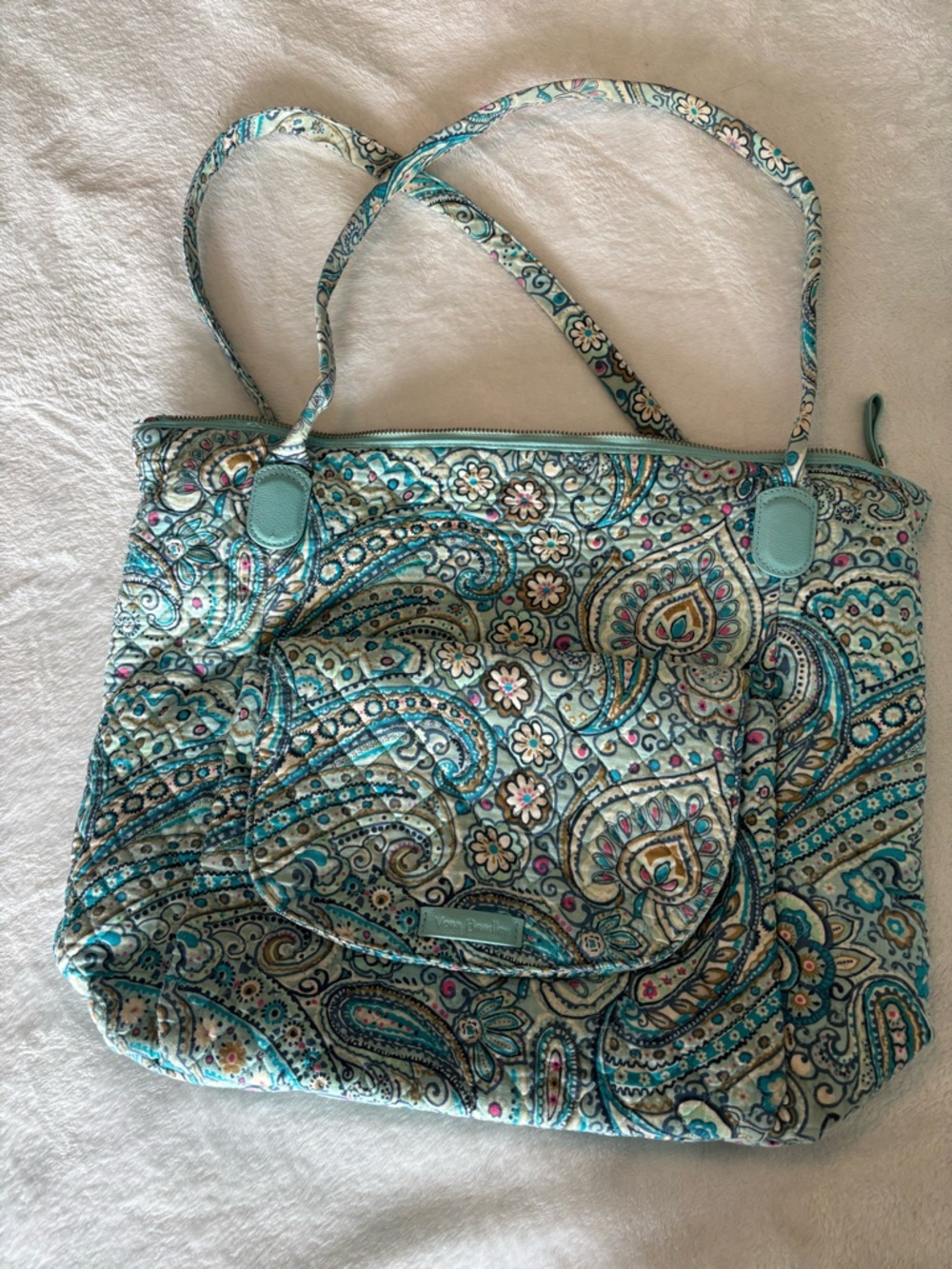 Vera Bradley Quilted Paisley Tote - Aqua Teal Floral